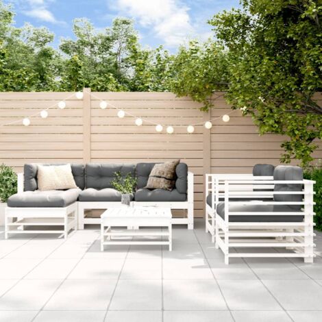 Juego de muebles de jardín 7 pzas madera maciza de pino blanco vidaXL (1/5)