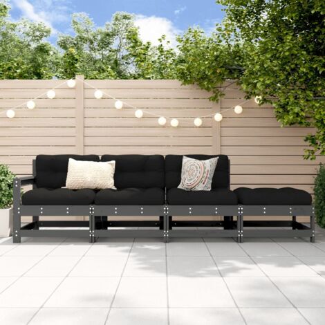 Juego de muebles de jardín 4 pzas madera maciza de pino gris vidaXL
