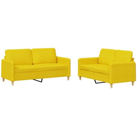 Juego de sofás con cojines 2 piezas tela amarillo claro vidaXL (1/5)