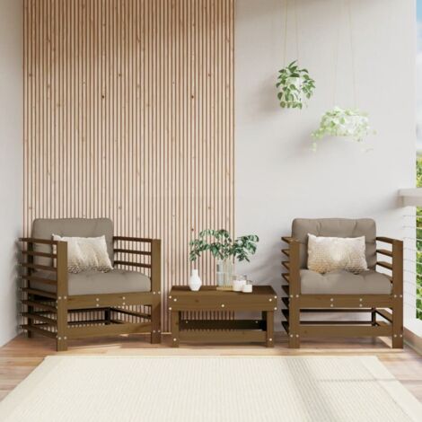 Sillones de jardín 2 unidades madera maciza pino marrón miel vidaXL