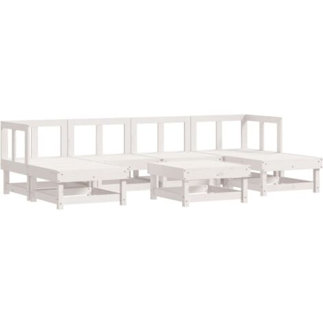 Juego de muebles de jardín 7 pzas madera maciza de pino blanco vidaXL