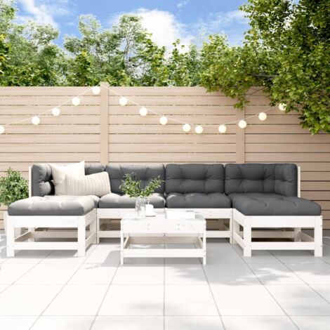 Juego de muebles de jardín 7 pzas madera maciza de pino blanco vidaXL (1/5)