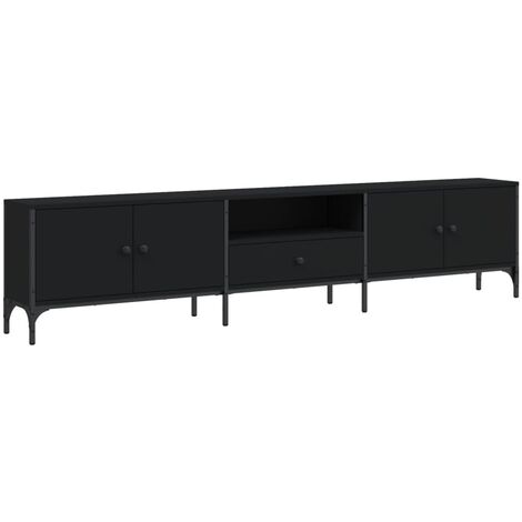 Mueble de TV con cajón madera de ingeniería negro 200x25x44 cm vidaXL