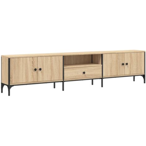 Mueble de TV cajón madera ingeniería roble Sonoma 200x25x44 cm vidaXL