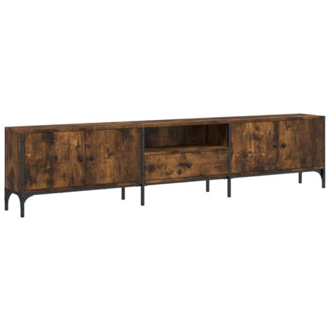 Mueble de TV cajón madera ingeniería roble ahumado 200x25x44 cm vidaXL