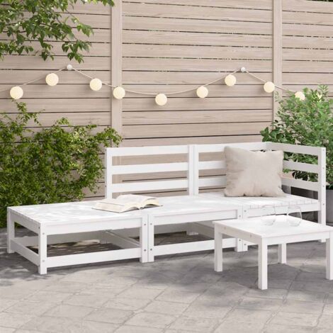 Sofá jardín con reposapiés 2 plazas madera maciza pino blanco vidaXL