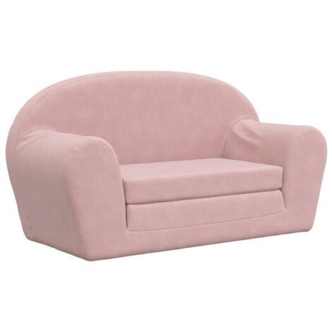 Sofá cama para niños de 2 plazas felpa suave rosa vidaXL