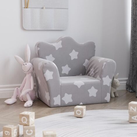 Sofá para niños felpa suave gris claro con estrellas vidaXL