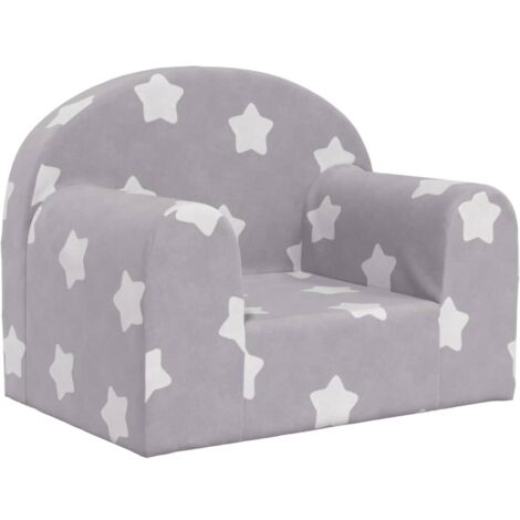 Sofá para niños felpa suave gris claro con estrellas vidaXL