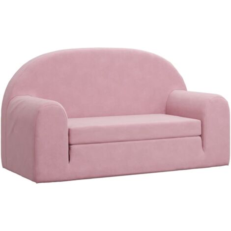 Sofá cama para niños de 2 plazas felpa suave rosa vidaXL
