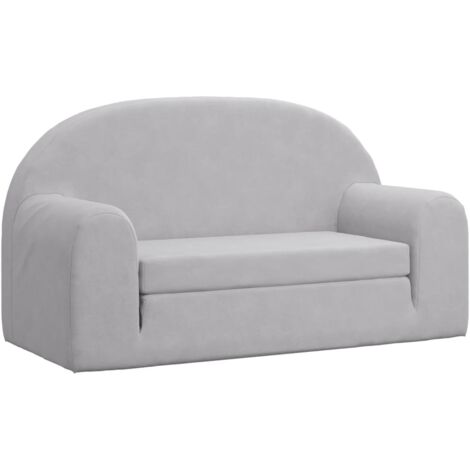 Sofá cama de niños 2 plazas felpa suave gris claro vidaXL