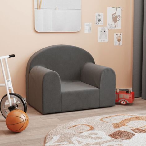 Sofá para niños felpa suave gris antracita vidaXL