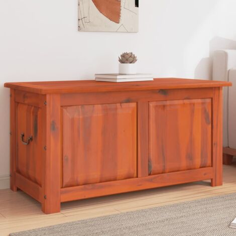 Baúl de almacenamiento con tapa madera maciza de acacia marrón vidaXL