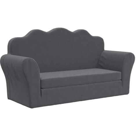 Sofá cama de niños 2 plazas felpa suave gris antracita vidaXL