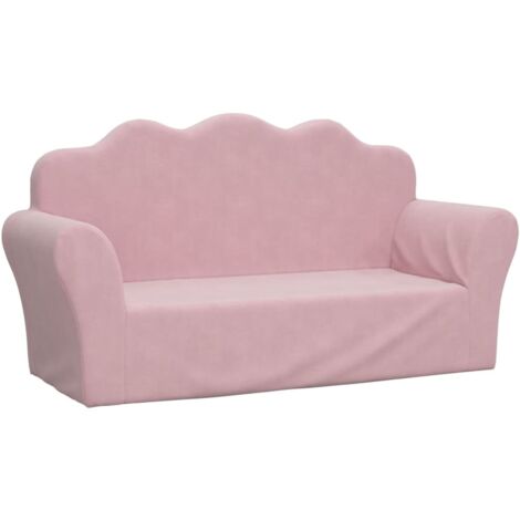 Sofá infantil de 2 plazas de felpa suave rosa vidaXL
