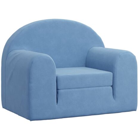 Sofá cama infantil felpa suave azul vidaXL