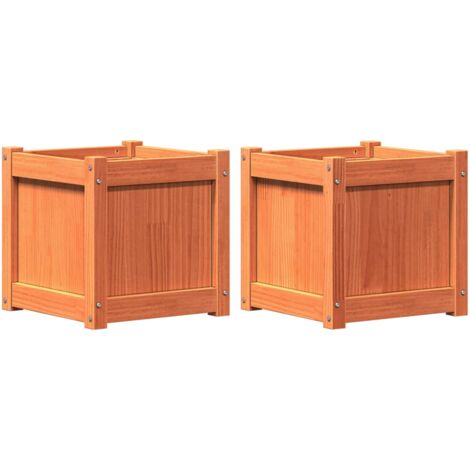 Jardineras de exterior 2 uds madera maciza de pino marrón cera vidaXL