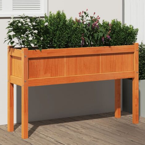 Jardinera con patas madera maciza pino marrón cera 110x31x70 cm vidaXL