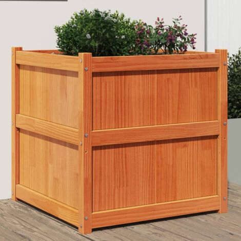 Jardinera exterior madera maciza pino marrón cera 70x70x70 cm vidaXL (1/5)