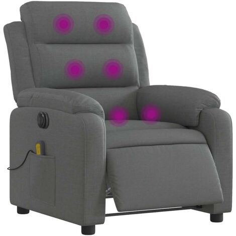 Sillón reclinable de masaje eléctrico tela gris oscuro vidaXL