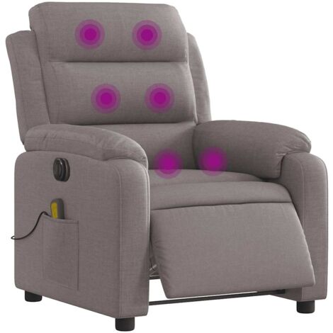 Sillón reclinable de masaje eléctrico tela gris taupe vidaXL