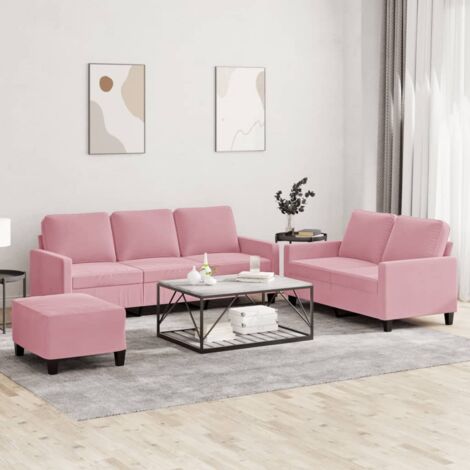 Juego de sofás con cojines 3 piezas terciopelo rosa vidaXL