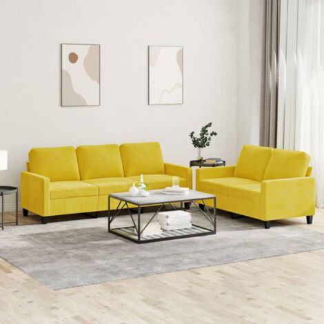 Juego de sofás con cojines 2 piezas terciopelo amarillo vidaXL