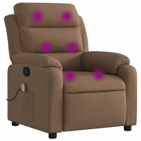 Sillón reclinable con masaje de tela marrón vidaXL