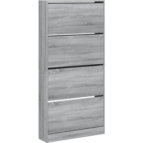Mueble zapatero 4 cajones abatibles gris Sonoma 80x21x163,5 cm vidaXL