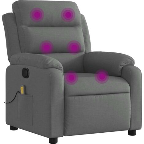 Sillón de masaje reclinable de tela gris oscuro vidaXL