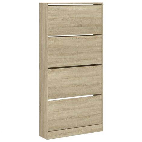 Mueble zapatero 4 cajones abatibles roble Sonoma 80x21x163,5 cm vidaXL