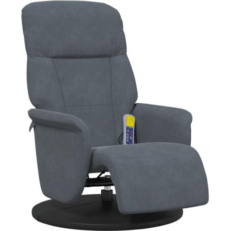 Sillón reclinable masaje con reposapiés terciopelo gris oscuro vidaXL (1/5)