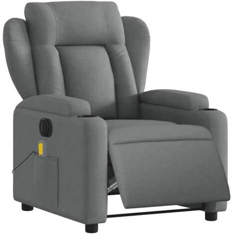 Sillón reclinable de masaje eléctrico tela gris oscuro vidaXL