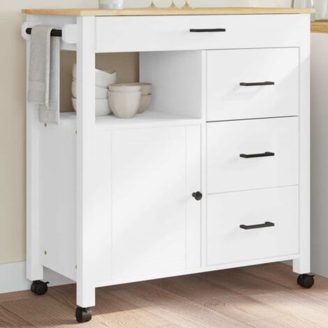 Carrito de cocina MONZA madera maciza de pino 84x40x88,5 cm vidaXL
