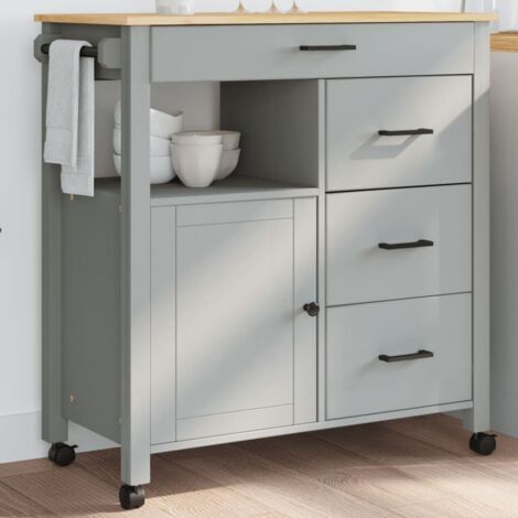 Carrito de cocina MONZA madera maciza de pino 84x40x88,5 cm vidaXL