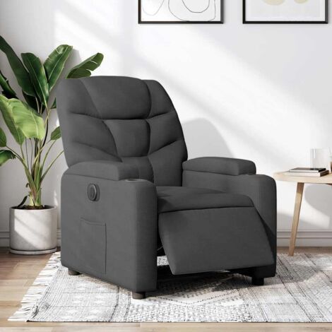 Sillón reclinable eléctrico de tela gris oscuro vidaXL
