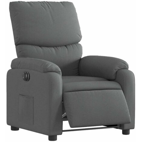 Sillón reclinable eléctrico de tela gris oscuro vidaXL