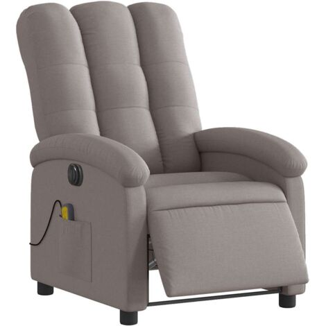 Sillón reclinable de masaje eléctrico tela gris taupe vidaXL