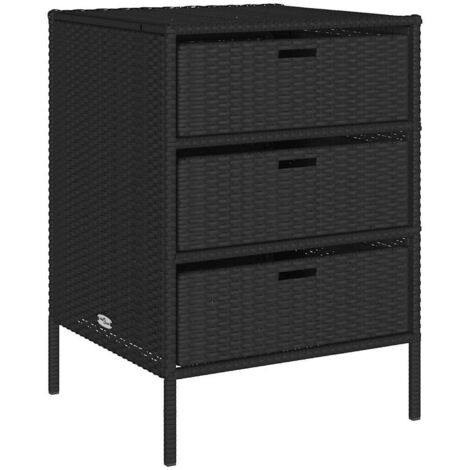 Armario de almacenaje de jardín ratán PE negro 55x59x80 cm vidaXL