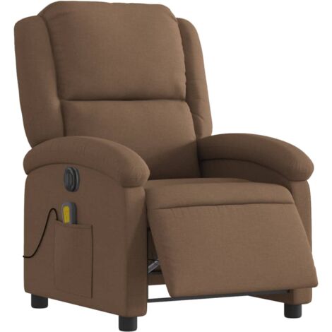 Sillón reclinable de masaje eléctrico tela marrón vidaXL