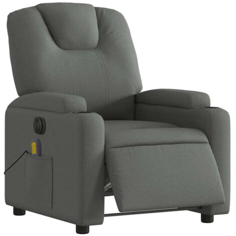 Sillón reclinable de masaje eléctrico tela gris oscuro vidaXL