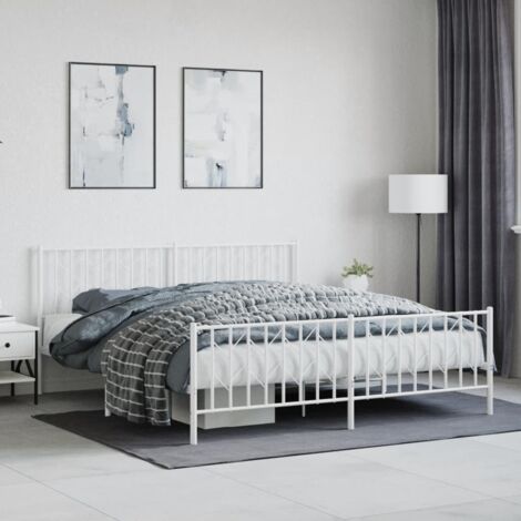 Estructura cama sin colchón con estribo metal blanco 183x213 cm vidaXL (1/5)