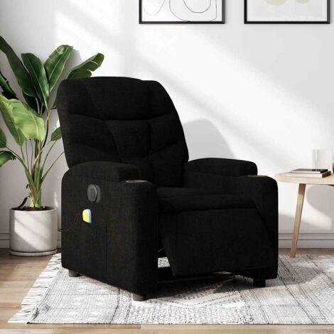 Sillón reclinable de masaje eléctrico tela negro vidaXL