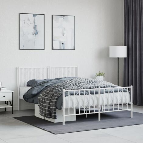 Estructura cama sin colchón con estribo metal blanco 135x190 cm vidaXL (1/5)