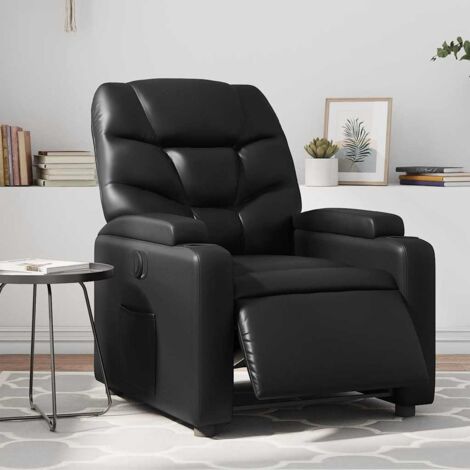 Sillón reclinable eléctrico de cuero sintético negro vidaXL