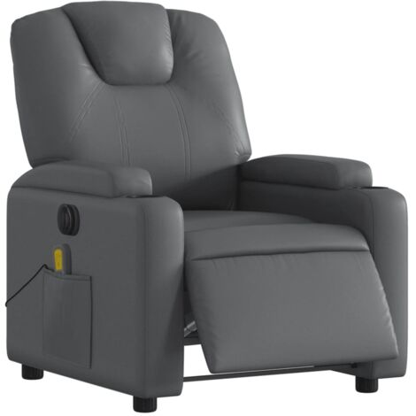 Sillón de masaje reclinable eléctrico cuero sintético gris vidaXL