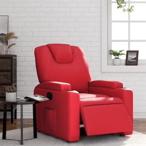Sillón reclinable eléctrico de cuero sintético rojo vidaXL