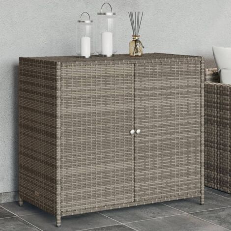 Armario de almacenaje de jardín ratán PE gris 83x45x76 cm vidaXL