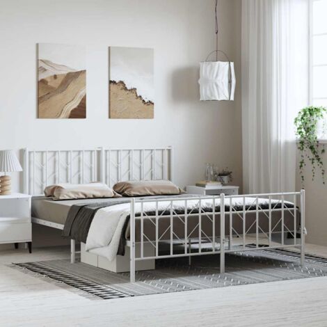 Estructura cama sin colchón con estribo metal blanco 150x200 cm vidaXL (1/5)