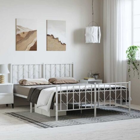 Estructura cama sin colchón con estribo metal blanco 193x203 cm vidaXL (1/5)